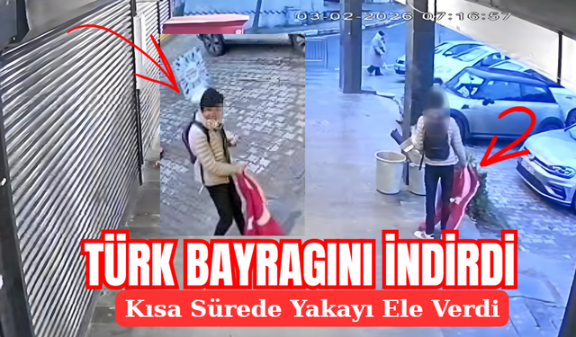 Beylikdüzü’nde Türk Bayrağını İndirip Üzerine Basan Şüpheli Kısa Sürede Yakalandı