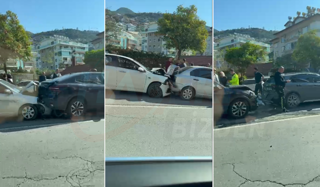 Alanya’da Adliye Civarında Zincirleme Kaza! 7 Araç Birbirine Girdi