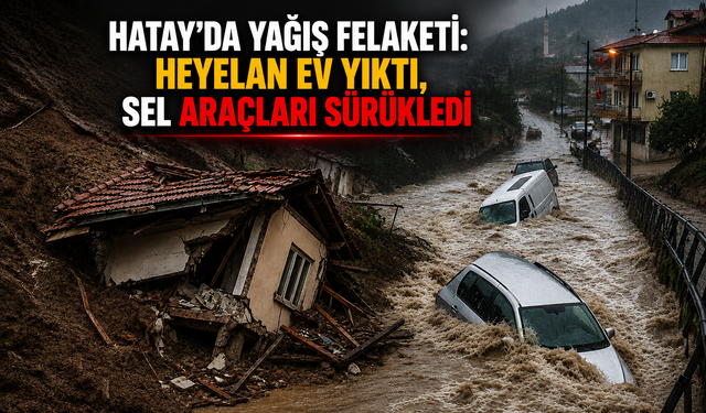 Hatay’da Yağış Felaketi: Heyelan Ev Yıktı, Sel Araçları Sürükledi
