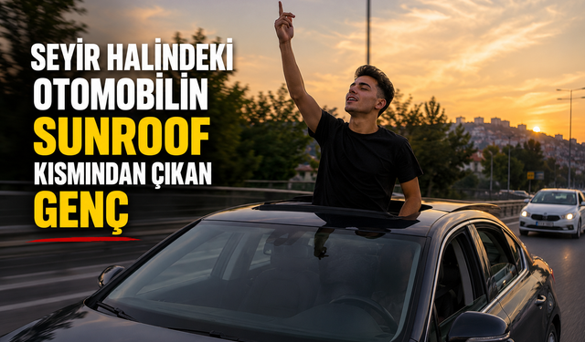 Sunroofta Tehlikeli Yolculuk Görüntüde: Savunması Şaşırttı