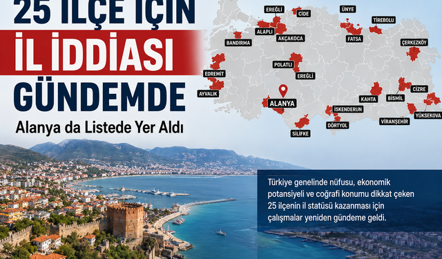 25 İlçe İçin İl İddiası Gündemde: Alanya da Listede Yer Aldı