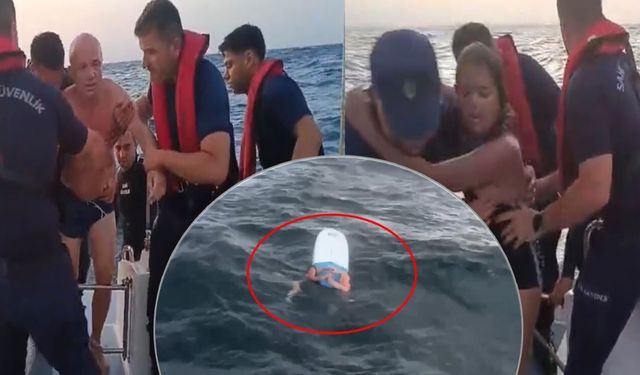 Denize Açılıp Sürüklenen Baba ve Kızı Sahil Güvenlik Ekipleri Kurtardı