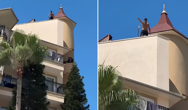 Alanya’da Alacağını Alamayan İşçi Otelin Çatısına Çıktı