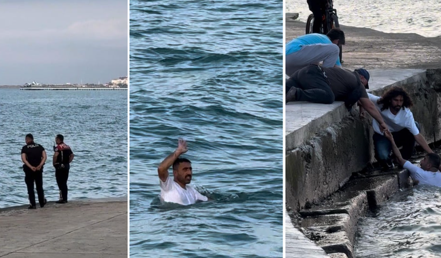 Taşkınlık Yapan Şahıs Polisten Kaçmak İçin Denize Atladı, Yorulunca Teslim Oldu