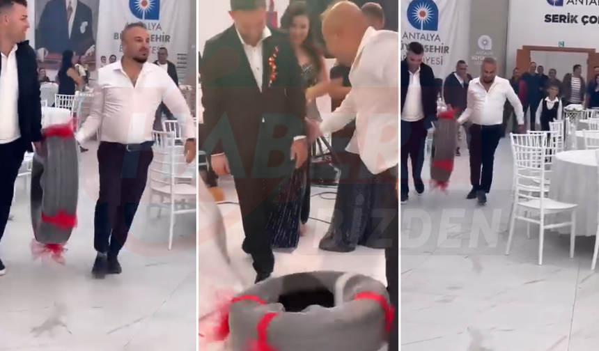 Antalya Serik’te Damada Takı Yerine Otobüs Lastiği Hediye Edildi