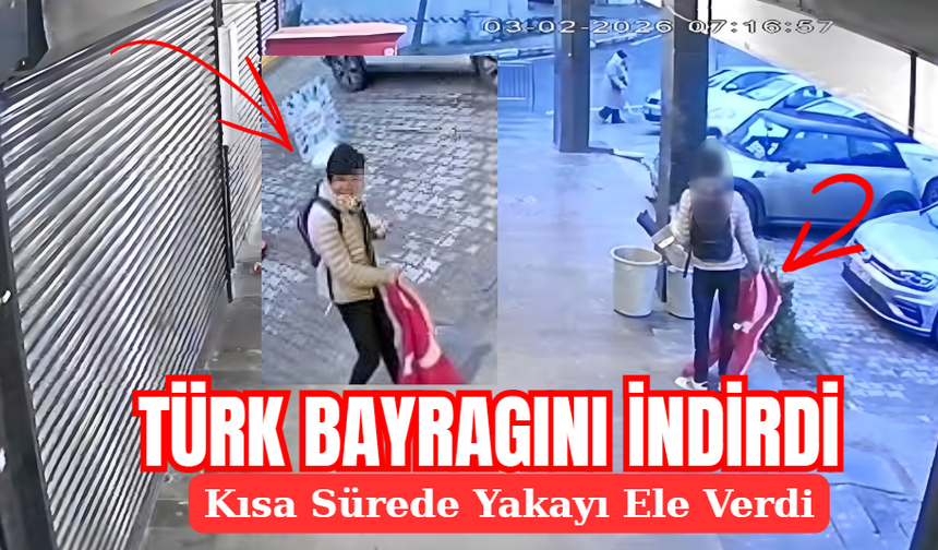 Beylikdüzü’nde Türk Bayrağını İndirip Üzerine Basan Şüpheli Kısa Sürede Yakalandı