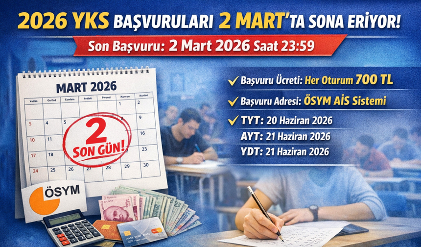 2026 YKS Başvuruları 2 Mart’ta Sona Eriyor