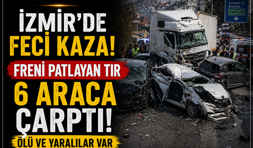 İzmir'de Feci Kaza: Freni Patlayan Tır 6 Araca Çarptı Ölü ve Yaralılar Var