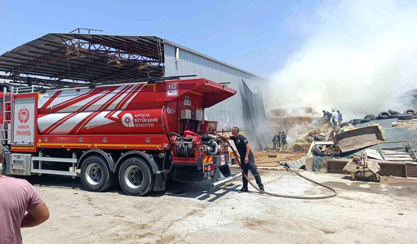 Manavgat'ta Besihanede Çıkan Yangında 60 Saman Balyası Kül Oldu