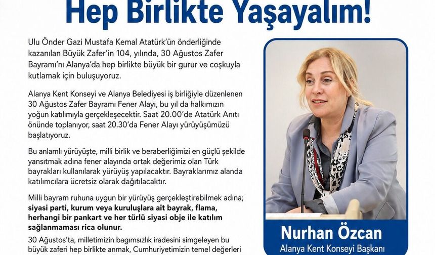 Alanya Kent Konseyi’nden 30 Ağustos Fener Alayı