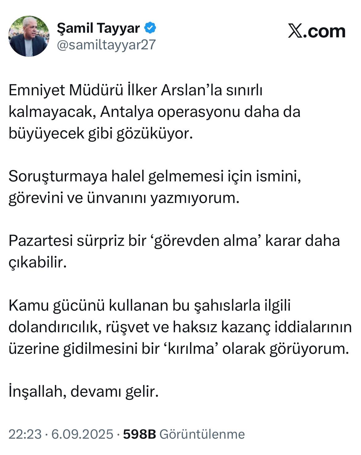 Şamil Tayyar Açıklama