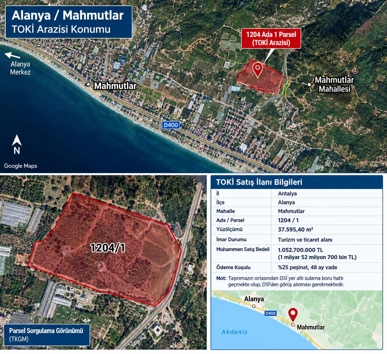 Alanya Mahmutlar Toki̇ Parseli Haritası